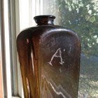 1770s Early Blown Open Pontil Blackglass Olive Amber Case Gin Bottle Crude Lip