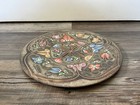 11  Vntg Turkish Artsy Floral Hand-painted   Etched Copper Plate Wall Hanging