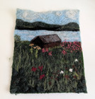 Landscape Wall Art Felt Textile Fiber Wool Painting Needle Felting Folk Cabin
