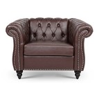 Classic Faux Leather Sofa Chair Tufted Single Couch Armchair For Living Room