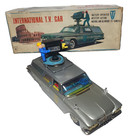 Rare 1961 Ichiko Plymouth International Tv Car Bat op Tin Toy Station Wagon  box