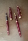 Vtg 1980   s Montblanc Meisterstuck Burgundy Series Fountain   Ballpoint Pen Set