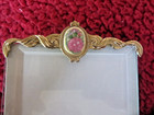 Vtg Ornate Metal Picture Frame Victorian Style -easel  Beveled Glass 4x5