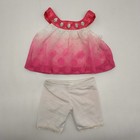 Build A Bear Pink White Ombre Gem Bubble Top Lace Leggings Teddy Clothes Outfit