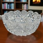 Antique American Brilliant Period Heavy Cut Glass Crystal Footed Center Bowl