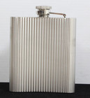 Striped Silver - Stainless Steel - Flask With Funnel - 8 Oz 