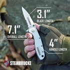 Folding Pocket Knife With Clip 3 1  Sandvik 14c28n Stainless Steel For Camping