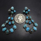 Signed Navajo Turquoise Cluster Sterling Silver Earrings Pierced Chandelier