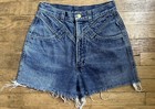 Vtg 80s 90s High Waist Western Denim Jean Shorts Ms Rocky Mountain 7 8 25 26 W
