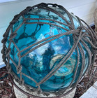 Large Vintage Antique Hand Made Rope Wrapped Glass Fishing Float 56  Diameter