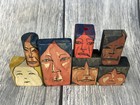 Glen Lafontaine Hand Painted Wood Blocks Set Of 7 Native American Art 1990-93