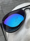 Vtg Black Nylon Frame Blue Gradient Lens Aviator Pilot Sunglasses Beach Outdoors