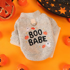 Pumpkin Ghost Halloween Crew Neck Pet Clothes Dog Cat Light Grey Funny Color Eng