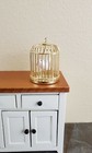 Dollhouse Miniature Birdcage Brass Gold Metal With White Bird 1 12 Scale