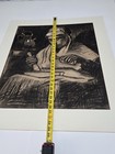 Vtg Original Charcoal Drawing Woman  Witch  Alchemist Ooak Large Matted 28x34 