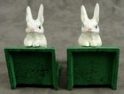 Pair Of White Rabbit Cast Iron Bookends Bunny Vintage Style
