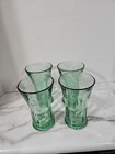 Rare Vintage Libbey Green Fluted Glass Embossed  Coca-cola Glases Set Of 4