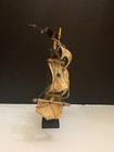 Vintage Mayflower Ship Figure Wood And Cloth