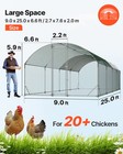 Vevor Large Walk-in Chicken Coop Run 9x25x6 6 Ft Metal Poultry Cage Dome Roof