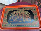 Vtg Mid-century Burmese Lacquerware Yun Technique  Serving Tray