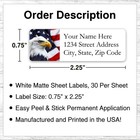 60 Return Address Labels Personalized Printed 3 4 X 2 1 4 American Eagle   Flag