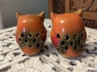 Ceramic Owl Led Light Pair X2 Adorable Kitsch 70s Style 3 Inch Lamps Night Light