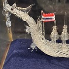 Hand Blown Glass Dragon Boat Glass Case Thailand Lantern-blue