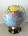 Vintage Ohio Art Co Tin Litho World Globe D-174 Black Gold Zodiac Base 9    1960s
