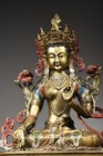 11 4   Old Tibet Pure Bronze Gilt 7 Eyes White Tara Guanyin Buddha Statue