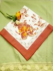 Vintage Strawberry Floral Basketweave Bordered Cloth Napkins Set Of 8 Deadstock 