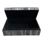 Vintage Large Gray Bone Stripe Wood Box India 10 25  Jewelry Keepsake Storage Vg