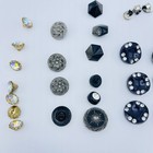 Lot 36 Vintage Rhinestone Buttons Glass Aurora Borealis Plus 2 Jewelry Parts