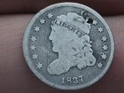1837 7 Silver Capped Bust Half Dime  Rpd  Large 5c  Vg Details