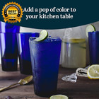 Cobalt Blue Drinking Glasses  Classic Design Flare Tumbler Glasses Set Of 8 