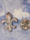 Silver Fleur-de-lis Crystal Rhinestone Sparkle Fabric Fashion Pin Brooch Nola