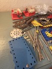 Vintage Large Lot Of Erector Set Pieces W 2 Motors And Paperwork-very Good