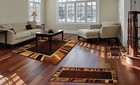 Brown Contemporary Border 3 Pcs Area Rug Set Modern Stripes Runner Combo Carpet