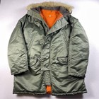 Vtg 60s Military N-3b Parka 44 Green Snorkel Hood Fur Talon Scovill Flight Usa