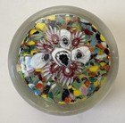 Antique Vintage Bohemian czech    Millefiori Color Frit Ground Glass Paperweight