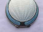 1920 Vintage Silver torquoise  pale Blue Guilloche Enamel Ladies Powder Compact