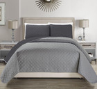 Embossed Geometric Reversible Bedspread quilt coverlet With Sham Set  charcoal 
