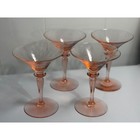 Vtg 1930s Pink Depression Glass Champagne Coupes Martini Glasses Set Of 4 6in