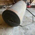 Steel Lawn Roller Drum With Metal Frame Handle Assembly  Gray