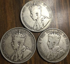 1917 1918 1919 Lot Of 3 Newfoundland Silver 50 Cents Coins