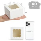 60pcs Small White Cookie Boxes  4x4x2 5 Inches  Bakery Boxes With Window  For   