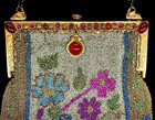 Antique 1920s Cut Steel Colorful Beaded Bag Purse Jeweled Frame Fringe