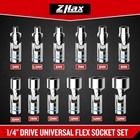 12 Pcs 1 4  Drive Universal Flex Socket Set  6-point Metric  5-15mm swivel Joint