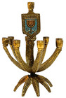 Vintage Jewish Hanukkah Menorah Judaism Hebrew Jerusalem Israel Judaica Brass