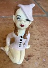 1950   s Vintage Ceramic Pixie Elves Girl Ceramic Sitting Signed