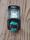 Vintage Navajo Sterling Silver Turquoise Inlay Watch Cuff Bracelet 112 6 Grams 